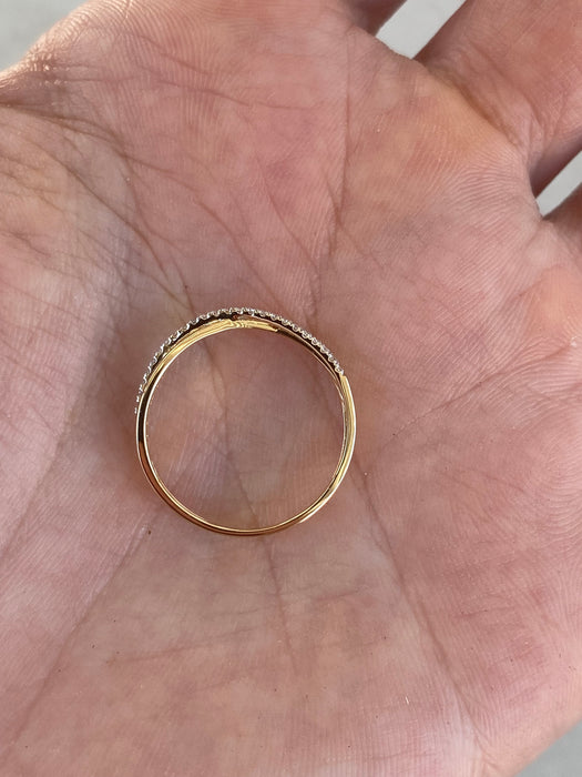 14K Gold Triple Band Diamond Ring Size 6