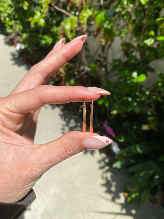 Vintage 14K Gold Etched Heart Hoop Earrings