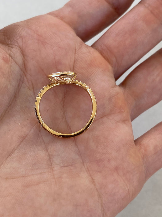 14K Wavy Pavé Pear 1.31 TCW Lab Diamond Ring