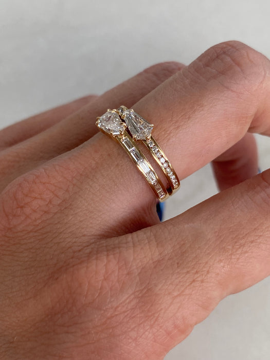 14K Double Lab Coffin Diamond Ring