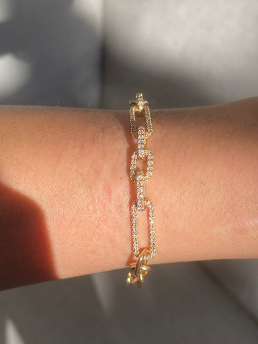 14K Gold Diamond Paperclip Bracelet – 1.25 TCW Natural Round Diamonds – Adjustable 6.5–7”