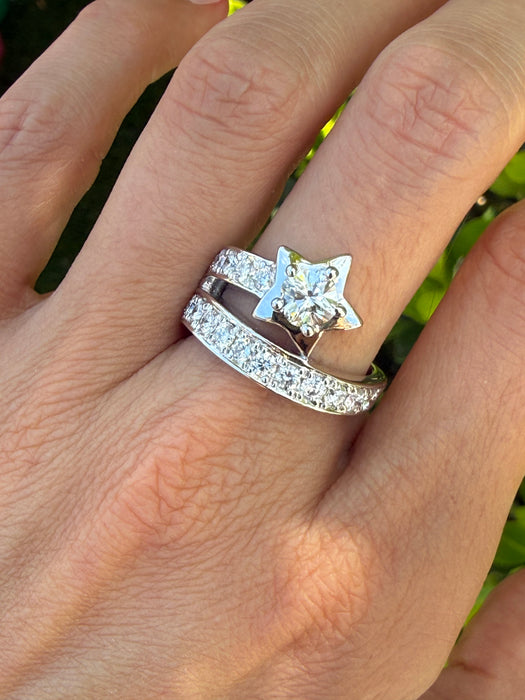 Vintage Platinum 900 Diamond Shooting Star Ring