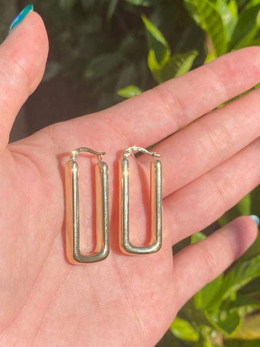 14k rectangle hoop earrings