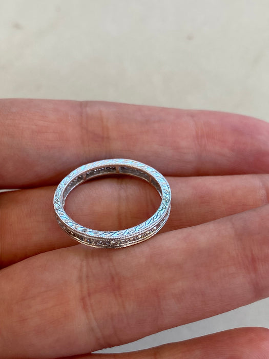 Vintage 18k White Gold Diamond Eternity Ring Size 6.5