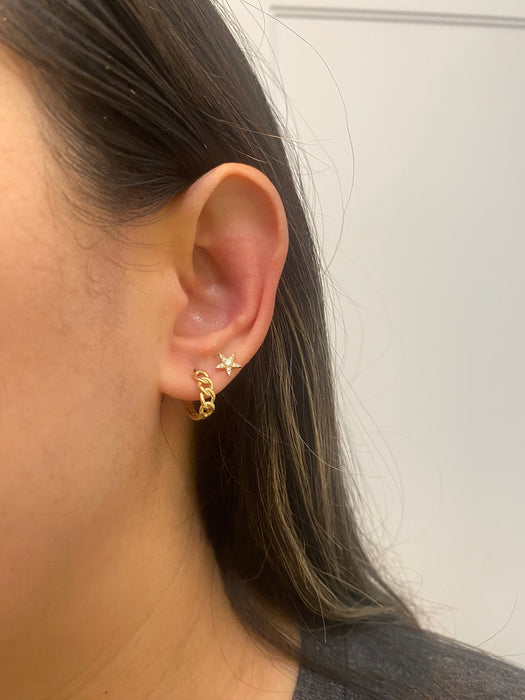 14k curb huggie earrings