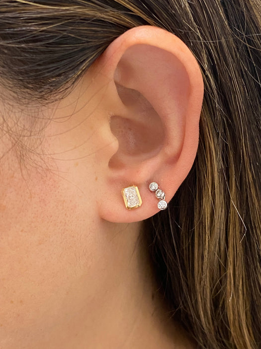 14K Gold Bezel Set Radiant Cut Lab Diamond Stud Earrings – 1.00 CTW