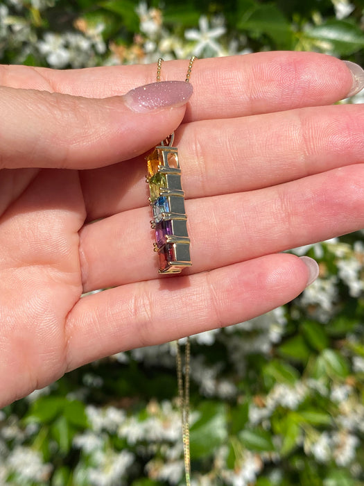 18k rainbow gemstone pendant charm