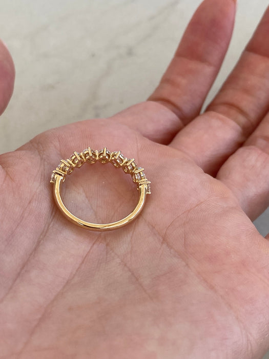 14K Gold Round & Pear Lab Diamond Half Eternity Ring