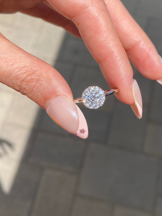 14K White Gold Lab Diamond Halo Ring