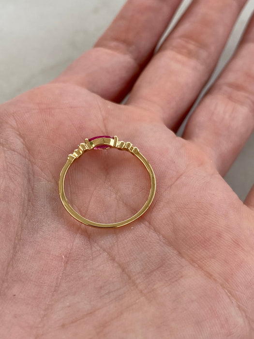 14K Ruby & Diamond East West Ring