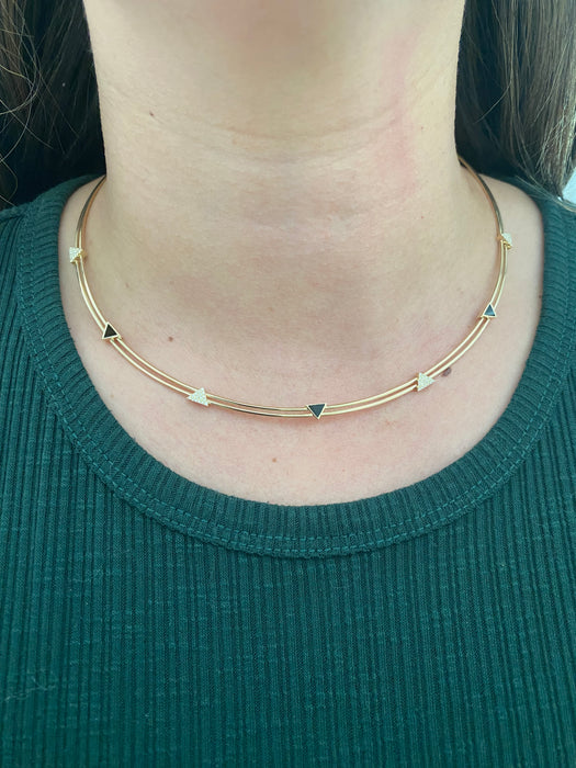 14k collar necklace diamond triangle black onyx