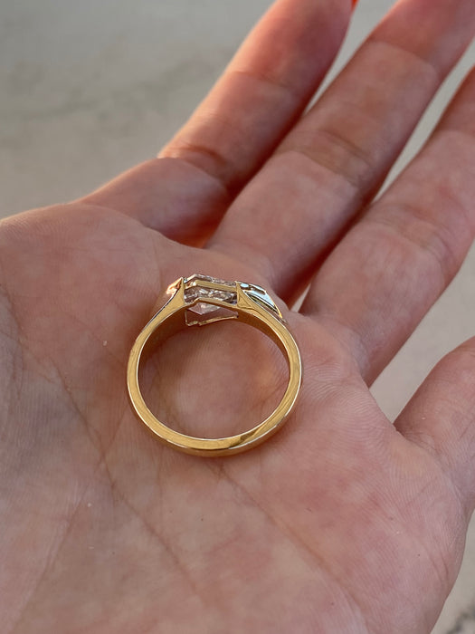 14K Gold IGI Certified 1.59 Carat Kite Cut Lab Diamond Ring
