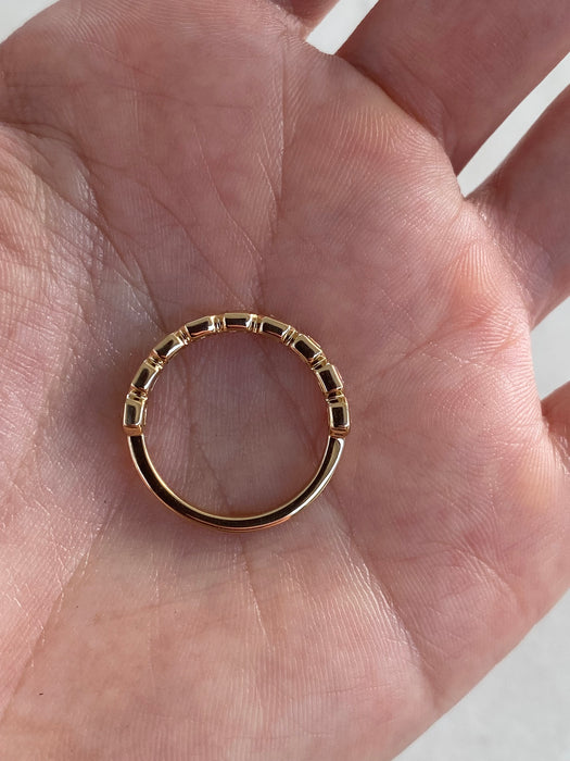 14K Gold Bezel Set Asscher Cut Lab Diamond Band Ring