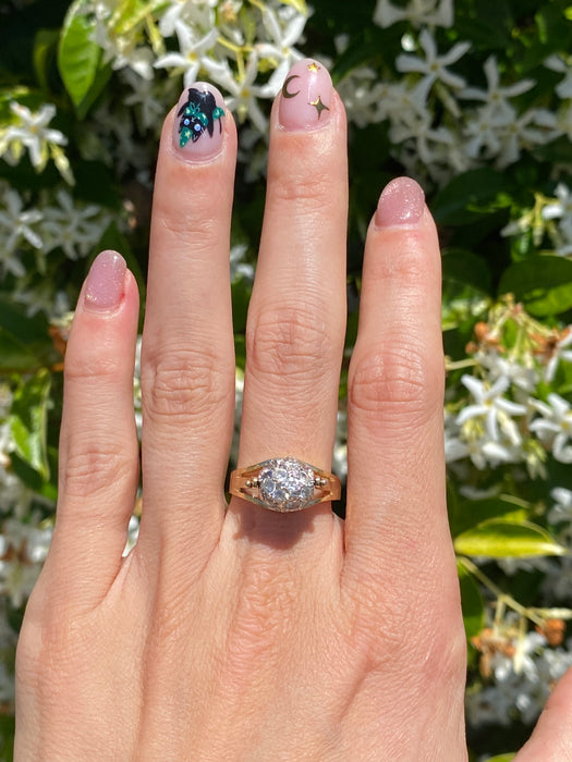 14k CZ ball spinner ring size 7.25