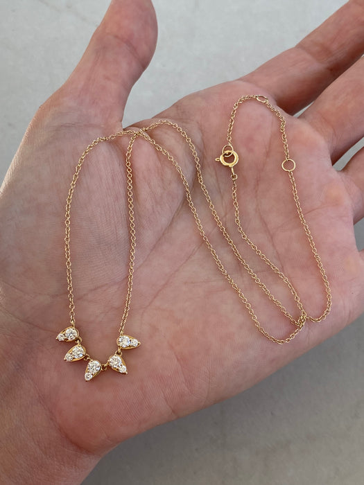14K Yellow Gold Lab Diamond Spike Necklace | Adjustable 16–18”