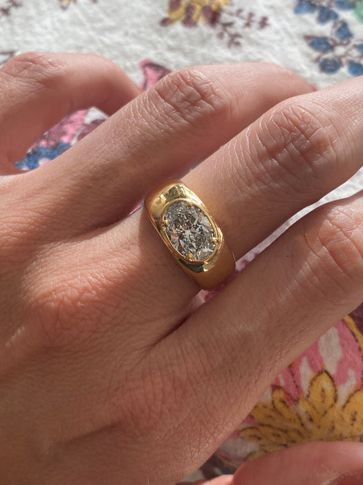 Blossom- 14k lab 2 carat oval east to west diamond ring size 7