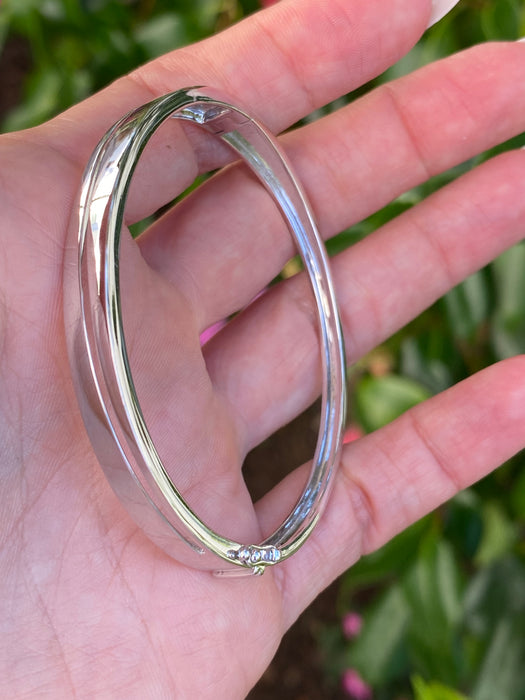 Solid 14K White Gold Swirl Bangle Bracelet