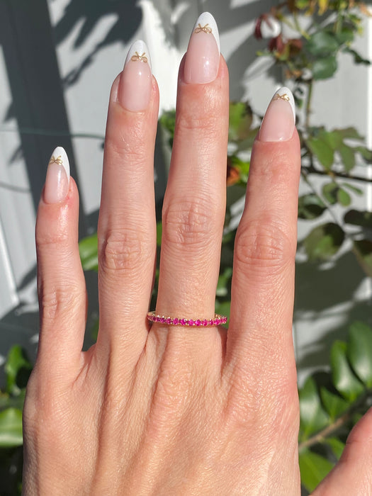 14K Yellow Gold Ruby Eternity Ring Size 8