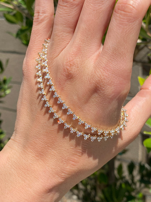 14k Gold 3.3 Carat Diamond Floral Tennis Necklace