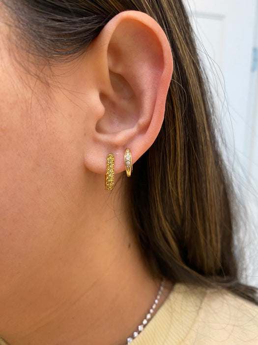 14k double sided yellow sapphire huggie earrings