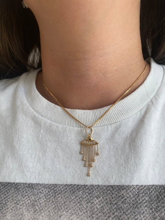 14K Diamond Alien Ship Charm