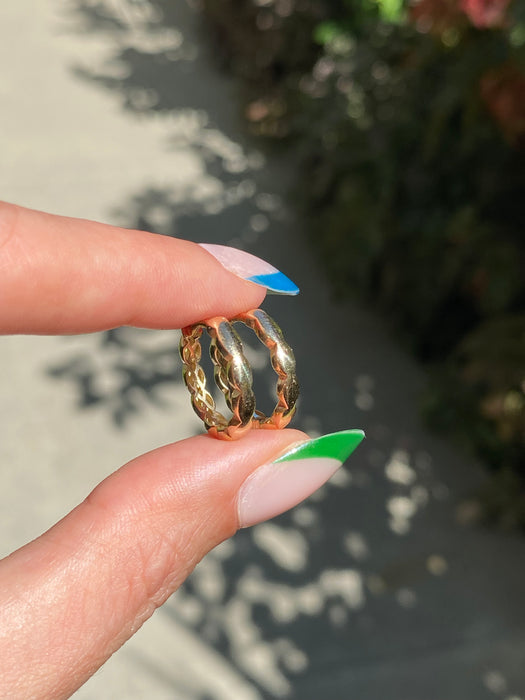 14k geometric huggie earrings