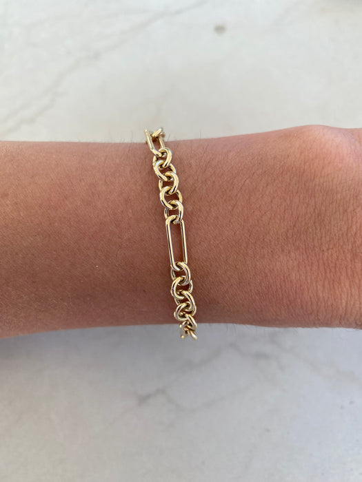 14K Gold Paperclip & Rolo Link Bracelet