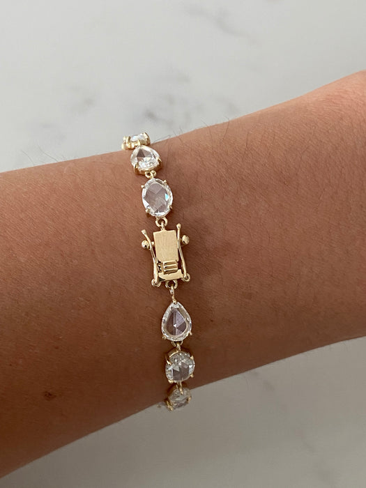 14K Yellow Gold Rose Cut Lab Diamond Tennis Bracelet – 7.2 CTW