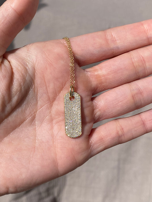 14k diamond dog tag necklace 16-17-18”