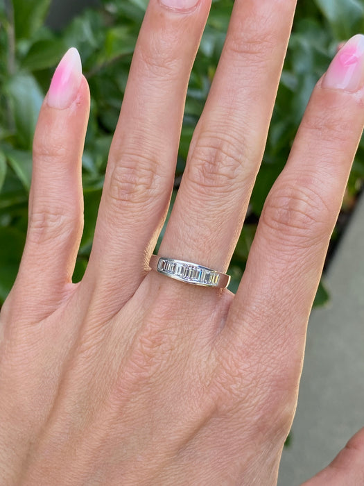 Vintage Platinum 900 Emerald Cut Diamond Ring – 0.82 TCW, Size 6.5