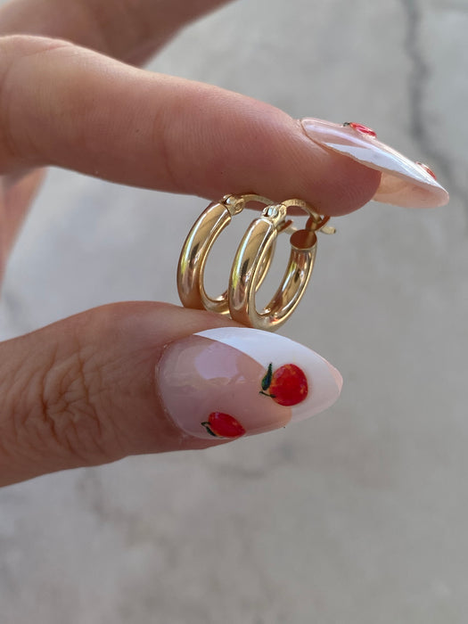 14K Gold Hoop Earrings - 0.6”