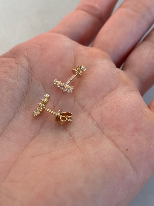 14K Lab Diamond Ear Climber Stud Earrings