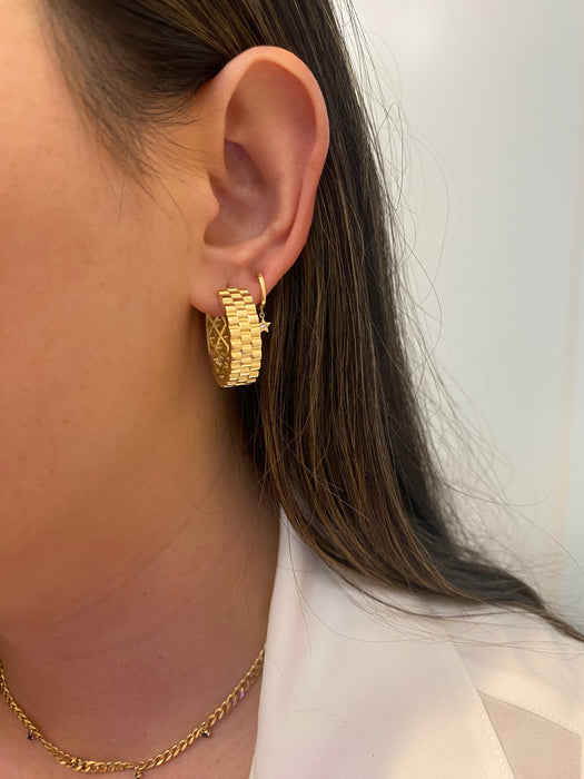 14k riveted link hoop earrings