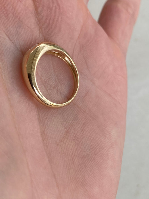 14K Gold Lab Diamond Pear Pinky Ring Size 4