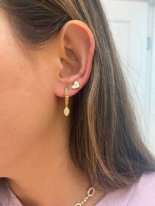 14k curb j diamond huggie hoop earrings