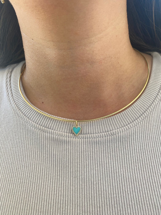 14k Gold Turquoise Diamond Heart Charm