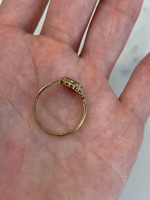 Vintage 14K Gold Garnet & Diamond Halo Ring