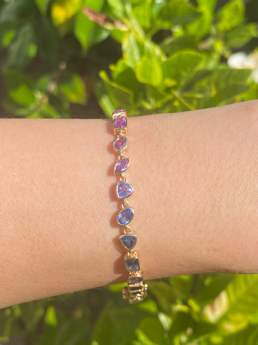 14k rainbow sapphire bracelet 8”