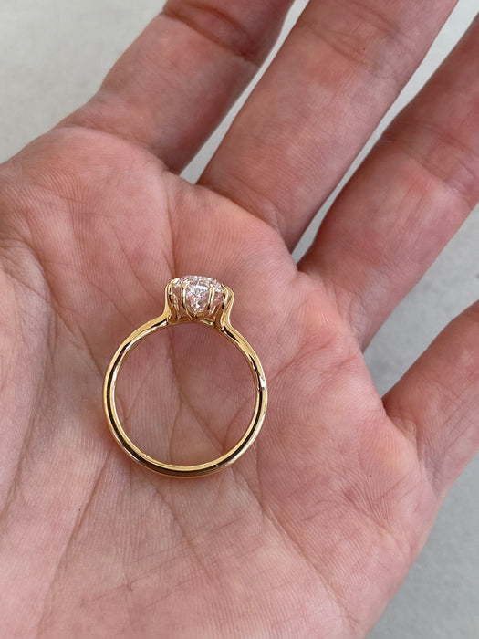 14K Gold 3.50 Carat IGI Certified Lab Diamond Moval Solitaire Ring