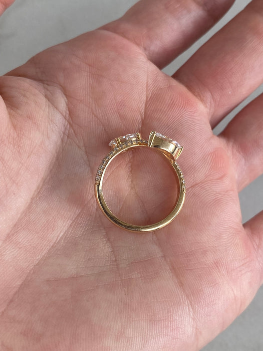 14K Wavy Bypass Lab Diamond Ring