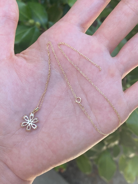 14k aquamarine diamond flower necklace