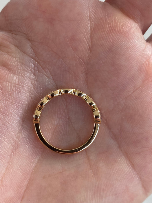 14K Gold East-West Oval Lab Diamond Bezel Band Ring