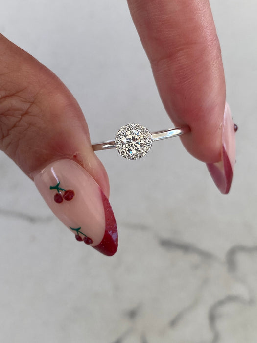 14K White Gold Lab Diamond Halo Ring