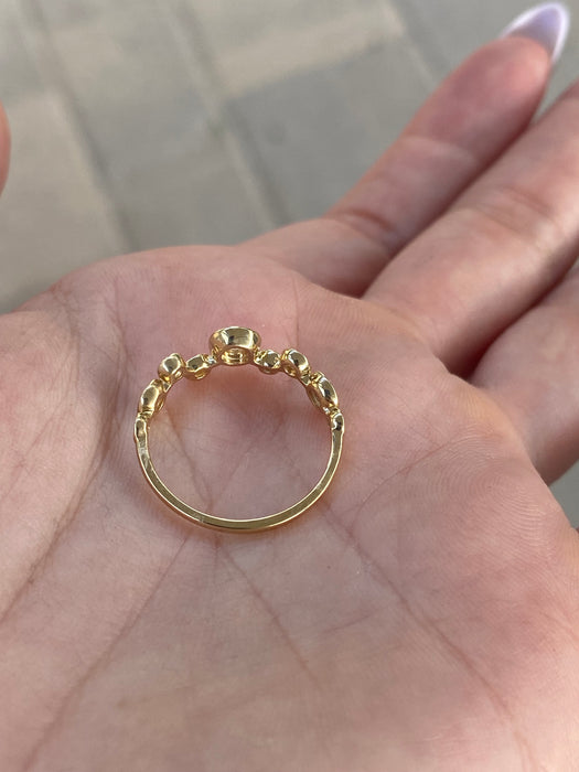 14K Gold Natural Diamond Disc Star Ring