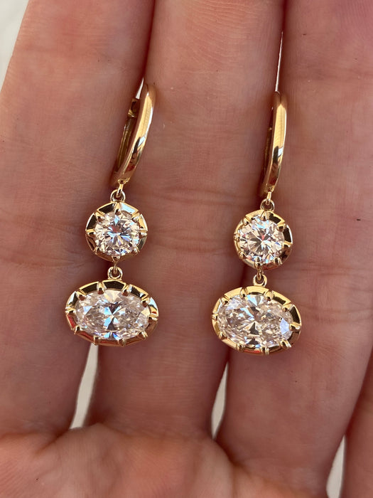 14K Gold Lab Diamond Drop Huggie Earrings