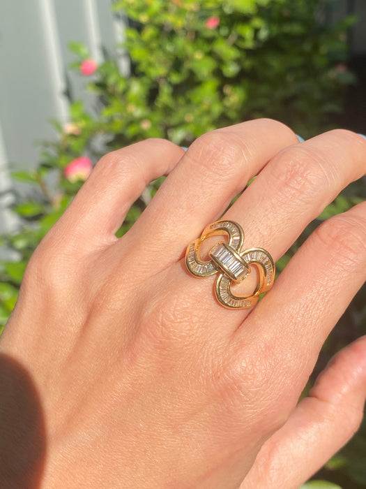 18k diamond baguette ring size 8