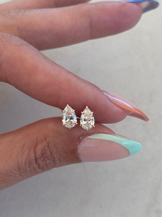 14K Pear Lab Diamond Stud Earrings – 1.3 CTW