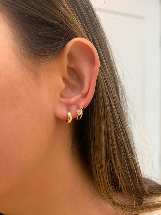 14k spiral diamond huggies