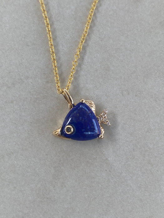 14K Lapis Lazuli Fish Pendant Necklace by EFFY