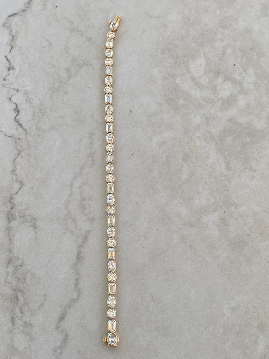 14K 7.8 TCW Lab Diamond Bezel-Set Tennis Bracelet